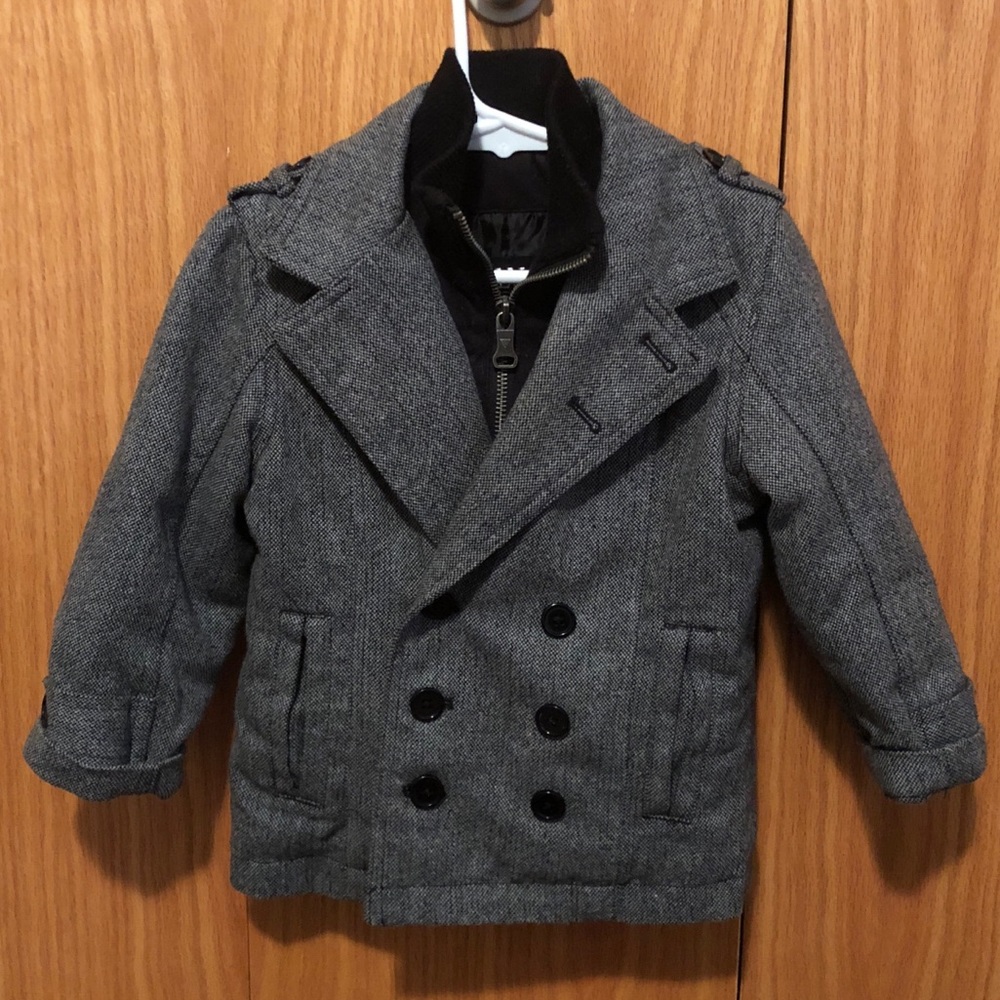 Guess gray and black pea coat